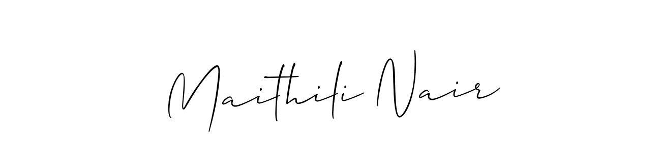 if you are searching for the best signature style for your name Maithili Nair. so please give up your signature search. here we have designed multiple signature styles  using Allison_Script. Maithili Nair signature style 2 images and pictures png