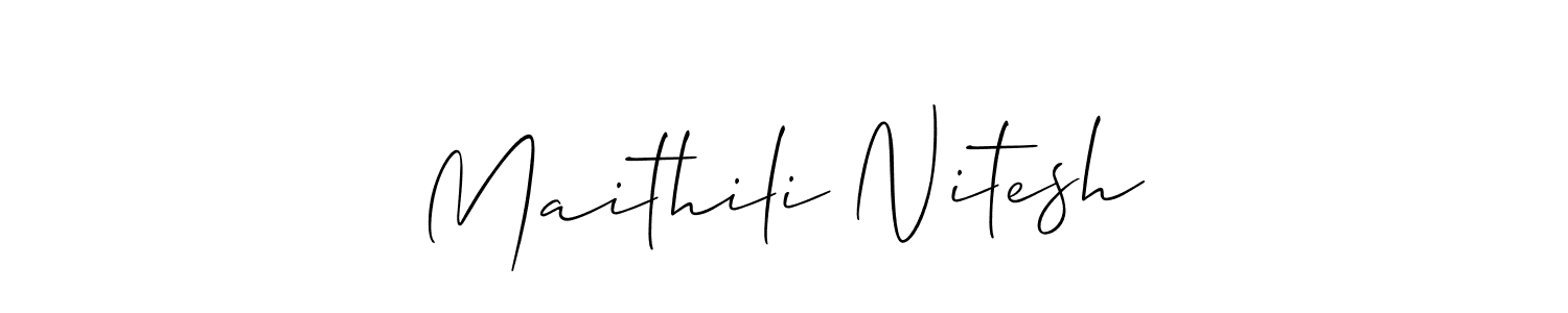 Create a beautiful signature design for name Maithili Nitesh. With this signature (Allison_Script) fonts, you can make a handwritten signature for free. Maithili Nitesh signature style 2 images and pictures png