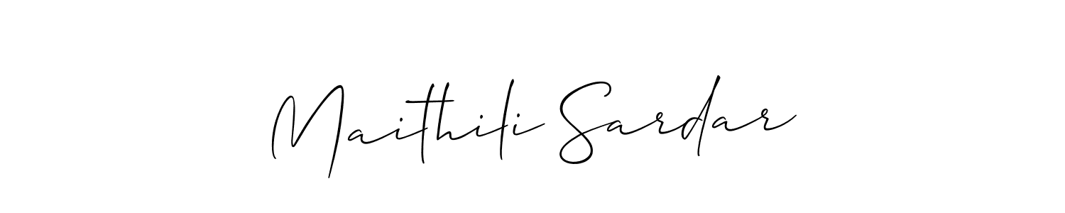 The best way (Allison_Script) to make a short signature is to pick only two or three words in your name. The name Maithili Sardar include a total of six letters. For converting this name. Maithili Sardar signature style 2 images and pictures png