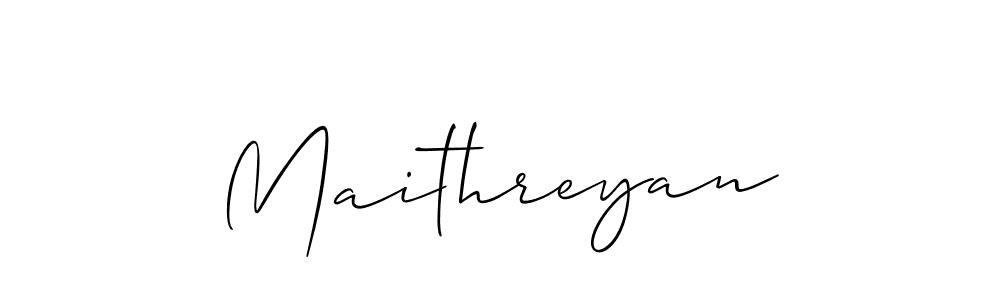 It looks lik you need a new signature style for name Maithreyan. Design unique handwritten (Allison_Script) signature with our free signature maker in just a few clicks. Maithreyan signature style 2 images and pictures png