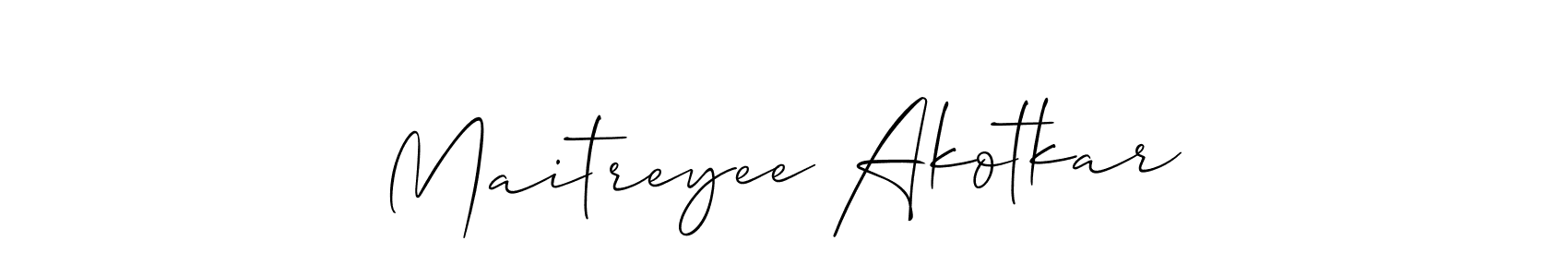 Design your own signature with our free online signature maker. With this signature software, you can create a handwritten (Allison_Script) signature for name Maitreyee Akotkar. Maitreyee Akotkar signature style 2 images and pictures png