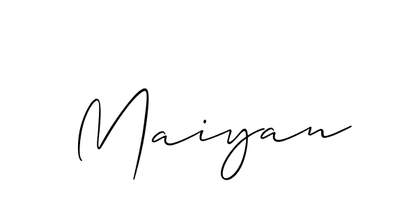 The best way (Allison_Script) to make a short signature is to pick only two or three words in your name. The name Maiyan include a total of six letters. For converting this name. Maiyan signature style 2 images and pictures png