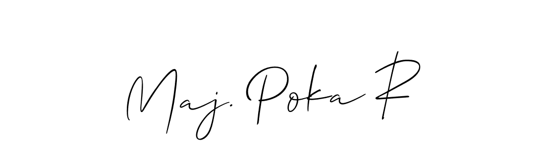 Make a beautiful signature design for name Maj. Poka R. With this signature (Allison_Script) style, you can create a handwritten signature for free. Maj. Poka R signature style 2 images and pictures png