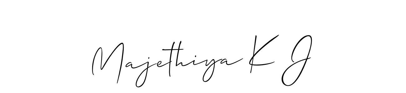 The best way (Allison_Script) to make a short signature is to pick only two or three words in your name. The name Majethiya K J include a total of six letters. For converting this name. Majethiya K J signature style 2 images and pictures png