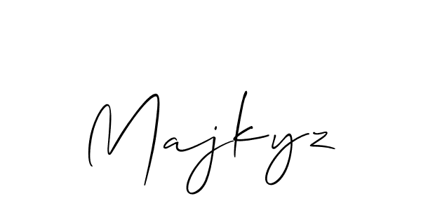 The best way (Allison_Script) to make a short signature is to pick only two or three words in your name. The name Majkyz include a total of six letters. For converting this name. Majkyz signature style 2 images and pictures png