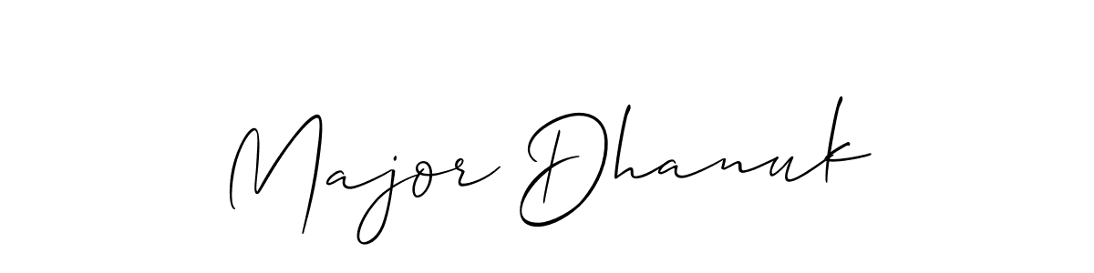 How to make Major Dhanuk name signature. Use Allison_Script style for creating short signs online. This is the latest handwritten sign. Major Dhanuk signature style 2 images and pictures png