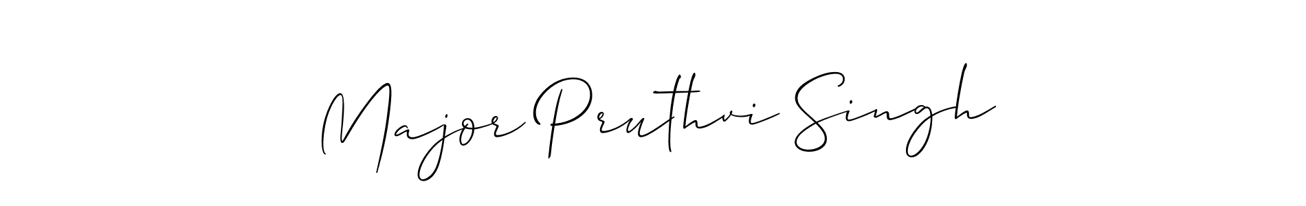 Create a beautiful signature design for name Major Pruthvi Singh. With this signature (Allison_Script) fonts, you can make a handwritten signature for free. Major Pruthvi Singh signature style 2 images and pictures png