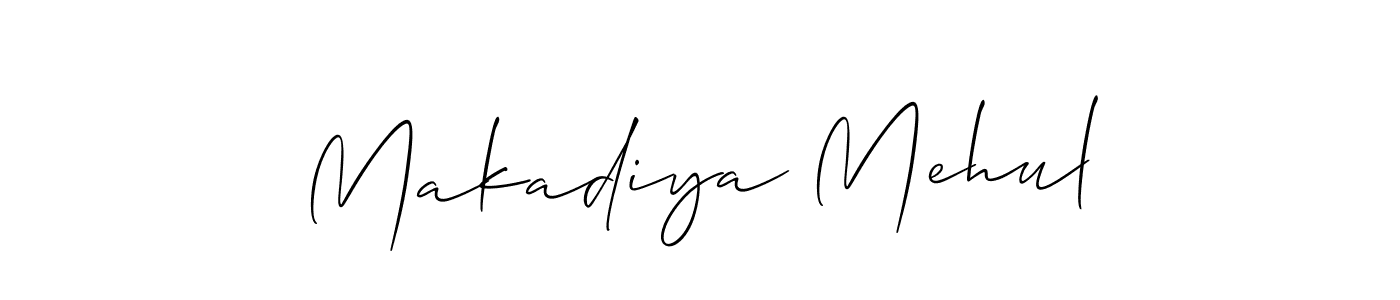 How to make Makadiya Mehul signature? Allison_Script is a professional autograph style. Create handwritten signature for Makadiya Mehul name. Makadiya Mehul signature style 2 images and pictures png