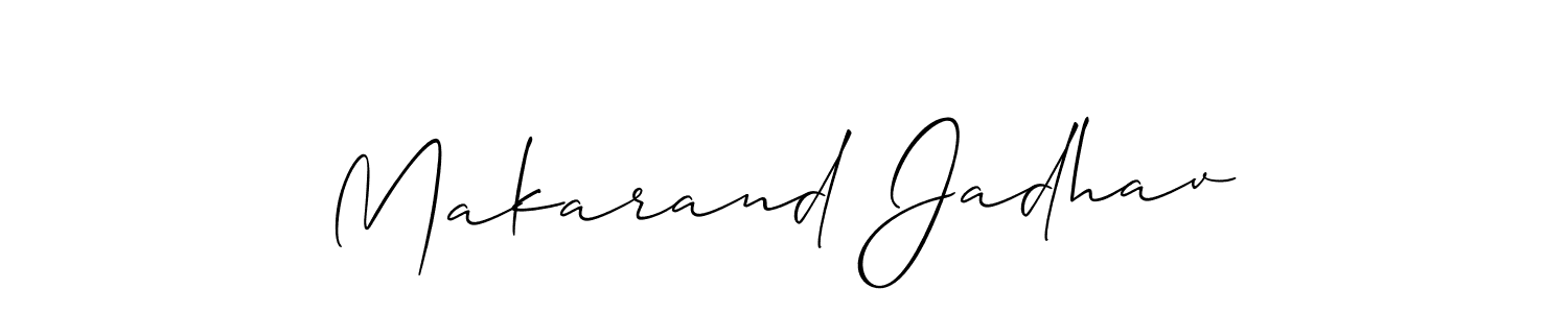 Design your own signature with our free online signature maker. With this signature software, you can create a handwritten (Allison_Script) signature for name Makarand Jadhav. Makarand Jadhav signature style 2 images and pictures png