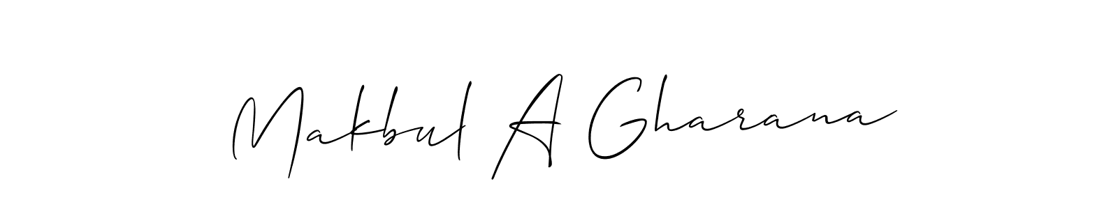 Allison_Script is a professional signature style that is perfect for those who want to add a touch of class to their signature. It is also a great choice for those who want to make their signature more unique. Get Makbul A Gharana name to fancy signature for free. Makbul A Gharana signature style 2 images and pictures png
