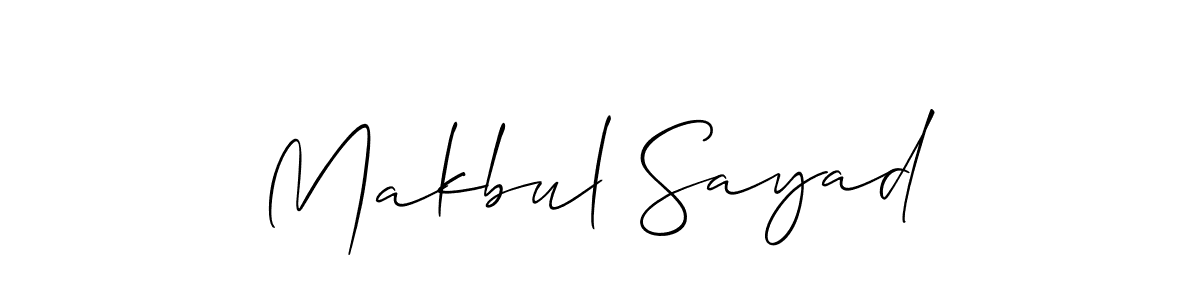 if you are searching for the best signature style for your name Makbul Sayad. so please give up your signature search. here we have designed multiple signature styles  using Allison_Script. Makbul Sayad signature style 2 images and pictures png