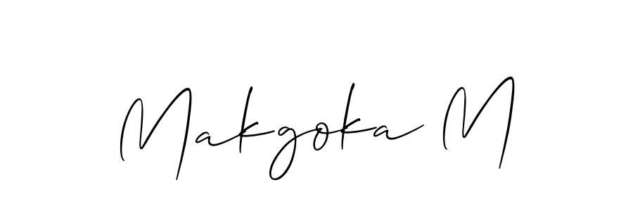 How to make Makgoka M name signature. Use Allison_Script style for creating short signs online. This is the latest handwritten sign. Makgoka M signature style 2 images and pictures png