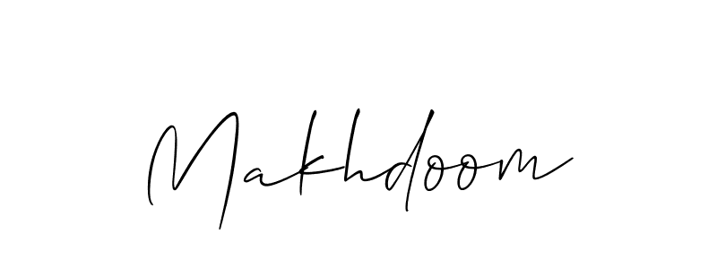 Make a beautiful signature design for name Makhdoom. With this signature (Allison_Script) style, you can create a handwritten signature for free. Makhdoom signature style 2 images and pictures png