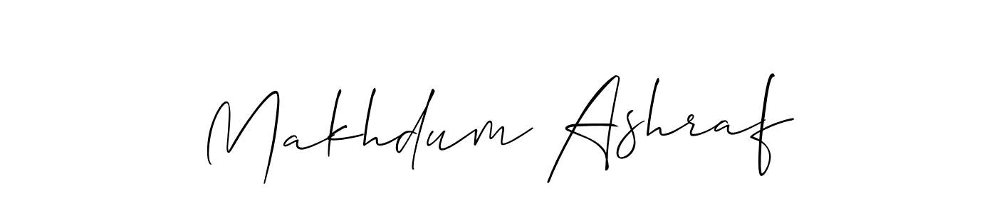 Make a short Makhdum Ashraf signature style. Manage your documents anywhere anytime using Allison_Script. Create and add eSignatures, submit forms, share and send files easily. Makhdum Ashraf signature style 2 images and pictures png