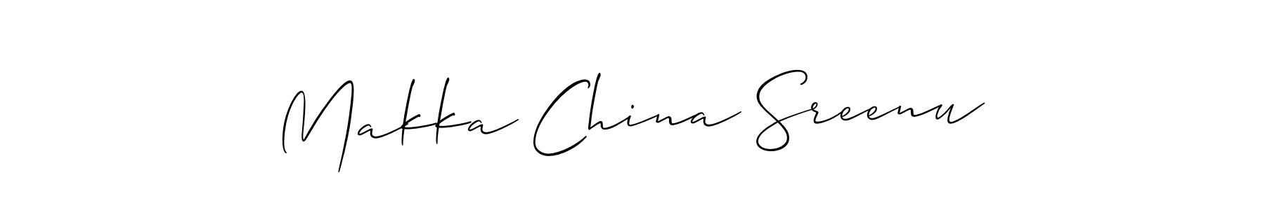 Make a short Makka China Sreenu signature style. Manage your documents anywhere anytime using Allison_Script. Create and add eSignatures, submit forms, share and send files easily. Makka China Sreenu signature style 2 images and pictures png