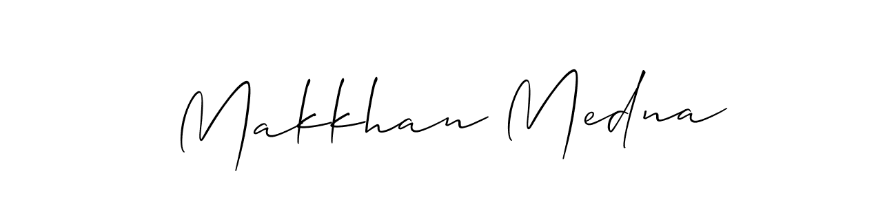 The best way (Allison_Script) to make a short signature is to pick only two or three words in your name. The name Makkhan Medna include a total of six letters. For converting this name. Makkhan Medna signature style 2 images and pictures png
