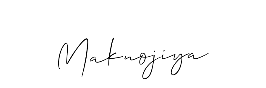 Design your own signature with our free online signature maker. With this signature software, you can create a handwritten (Allison_Script) signature for name Maknojiya. Maknojiya signature style 2 images and pictures png