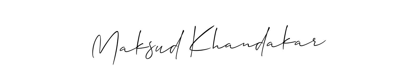 Use a signature maker to create a handwritten signature online. With this signature software, you can design (Allison_Script) your own signature for name Maksud Khandakar. Maksud Khandakar signature style 2 images and pictures png