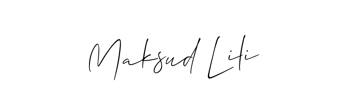 Also You can easily find your signature by using the search form. We will create Maksud Lili name handwritten signature images for you free of cost using Allison_Script sign style. Maksud Lili signature style 2 images and pictures png