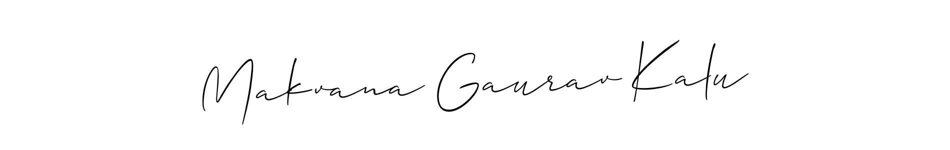 How to make Makvana Gaurav Kalu name signature. Use Allison_Script style for creating short signs online. This is the latest handwritten sign. Makvana Gaurav Kalu signature style 2 images and pictures png