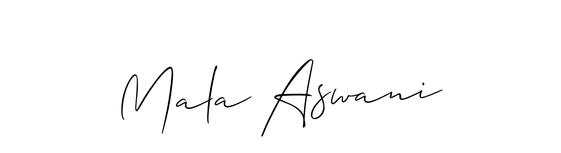 The best way (Allison_Script) to make a short signature is to pick only two or three words in your name. The name Mala Aswani include a total of six letters. For converting this name. Mala Aswani signature style 2 images and pictures png