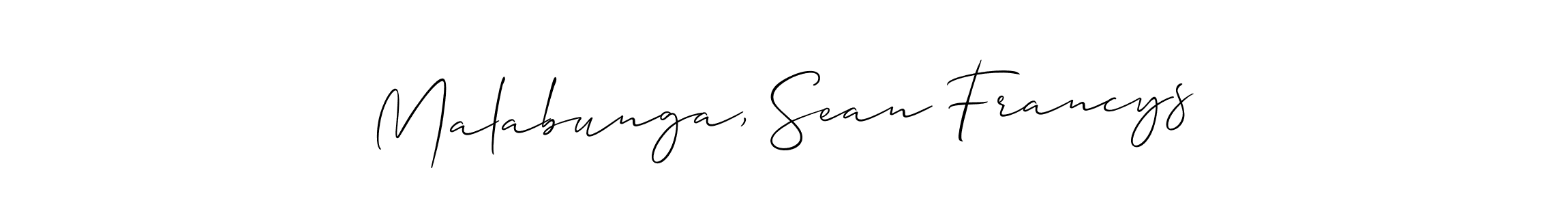 You should practise on your own different ways (Allison_Script) to write your name (Malabunga, Sean Francys) in signature. don't let someone else do it for you. Malabunga, Sean Francys signature style 2 images and pictures png
