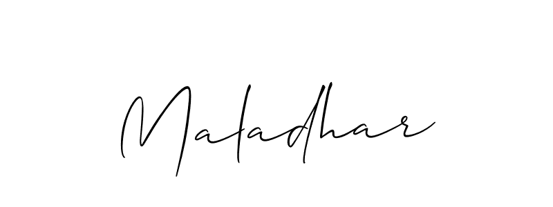 Make a beautiful signature design for name Maladhar. With this signature (Allison_Script) style, you can create a handwritten signature for free. Maladhar signature style 2 images and pictures png