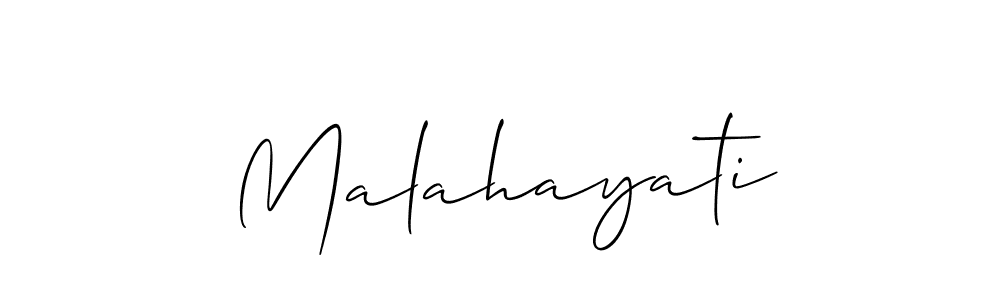 Make a beautiful signature design for name Malahayati. With this signature (Allison_Script) style, you can create a handwritten signature for free. Malahayati signature style 2 images and pictures png