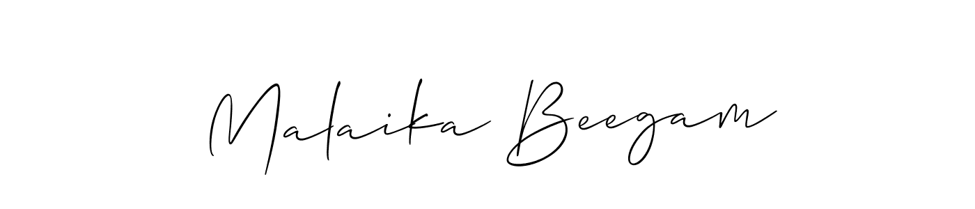 Make a short Malaika Beegam signature style. Manage your documents anywhere anytime using Allison_Script. Create and add eSignatures, submit forms, share and send files easily. Malaika Beegam signature style 2 images and pictures png