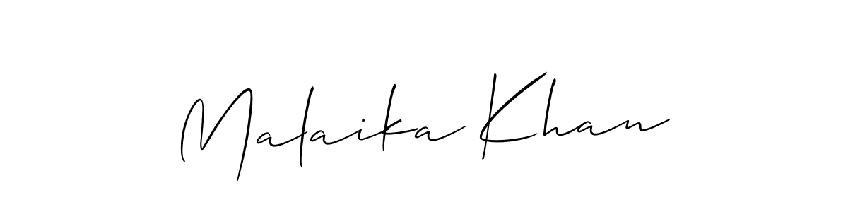 Make a beautiful signature design for name Malaika Khan. With this signature (Allison_Script) style, you can create a handwritten signature for free. Malaika Khan signature style 2 images and pictures png