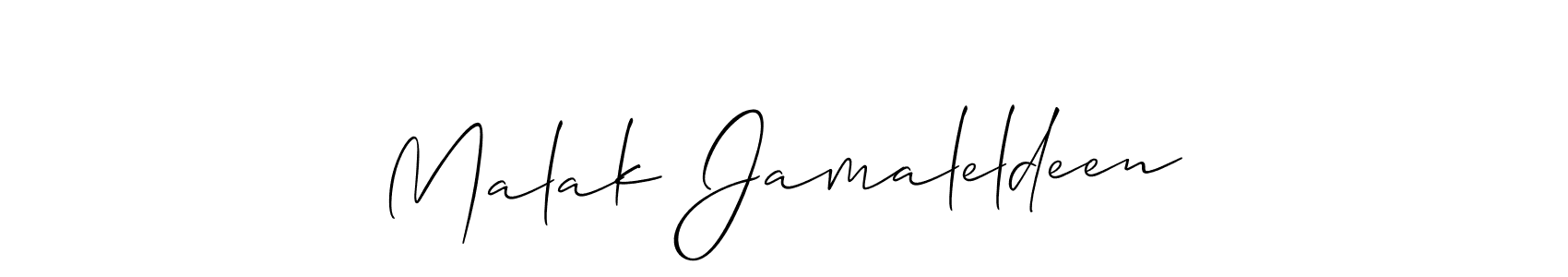 Make a short Malak Jamaleldeen signature style. Manage your documents anywhere anytime using Allison_Script. Create and add eSignatures, submit forms, share and send files easily. Malak Jamaleldeen signature style 2 images and pictures png