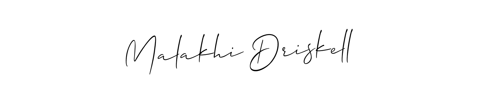 Design your own signature with our free online signature maker. With this signature software, you can create a handwritten (Allison_Script) signature for name Malakhi Driskell. Malakhi Driskell signature style 2 images and pictures png