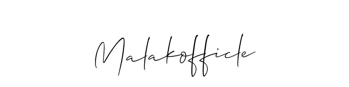It looks lik you need a new signature style for name Malakofficle. Design unique handwritten (Allison_Script) signature with our free signature maker in just a few clicks. Malakofficle signature style 2 images and pictures png