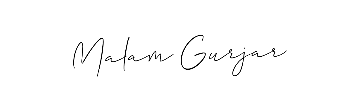 Make a beautiful signature design for name Malam Gurjar. With this signature (Allison_Script) style, you can create a handwritten signature for free. Malam Gurjar signature style 2 images and pictures png