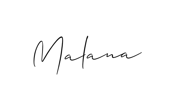 Design your own signature with our free online signature maker. With this signature software, you can create a handwritten (Allison_Script) signature for name Malana. Malana signature style 2 images and pictures png