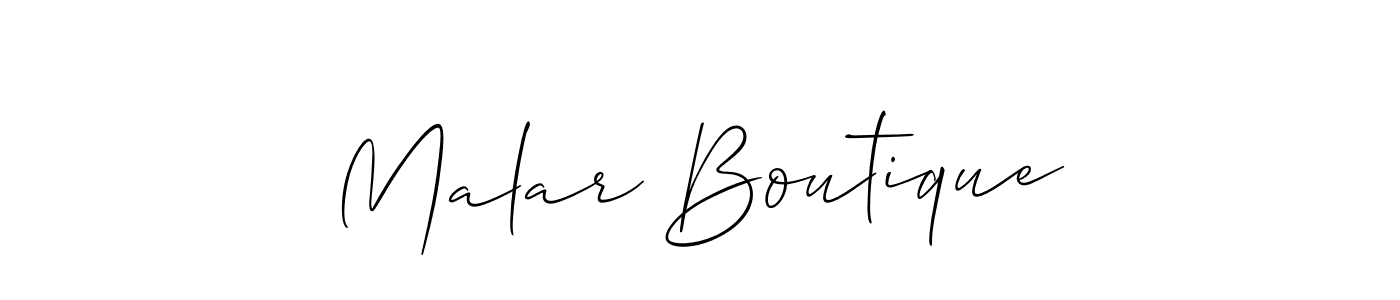 Make a beautiful signature design for name Malar Boutique. With this signature (Allison_Script) style, you can create a handwritten signature for free. Malar Boutique signature style 2 images and pictures png