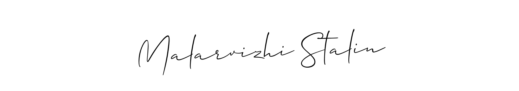 How to make Malarvizhi Stalin signature? Allison_Script is a professional autograph style. Create handwritten signature for Malarvizhi Stalin name. Malarvizhi Stalin signature style 2 images and pictures png