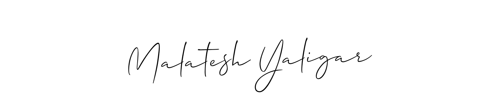 if you are searching for the best signature style for your name Malatesh Yaligar. so please give up your signature search. here we have designed multiple signature styles  using Allison_Script. Malatesh Yaligar signature style 2 images and pictures png