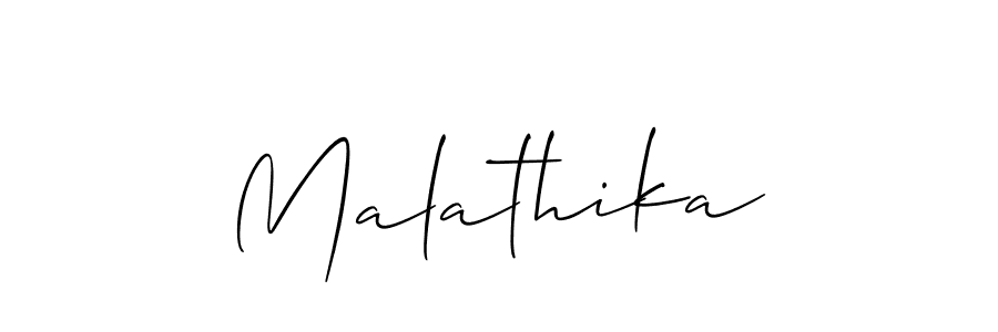 The best way (Allison_Script) to make a short signature is to pick only two or three words in your name. The name Malathika include a total of six letters. For converting this name. Malathika signature style 2 images and pictures png