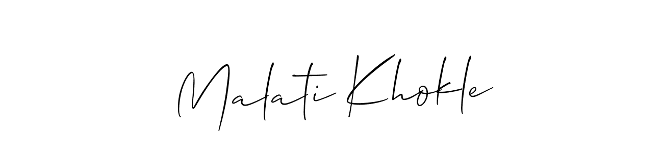 Similarly Allison_Script is the best handwritten signature design. Signature creator online .You can use it as an online autograph creator for name Malati Khokle. Malati Khokle signature style 2 images and pictures png