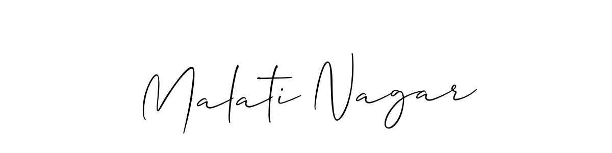 Allison_Script is a professional signature style that is perfect for those who want to add a touch of class to their signature. It is also a great choice for those who want to make their signature more unique. Get Malati Nagar name to fancy signature for free. Malati Nagar signature style 2 images and pictures png