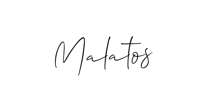 Use a signature maker to create a handwritten signature online. With this signature software, you can design (Allison_Script) your own signature for name Malatos. Malatos signature style 2 images and pictures png