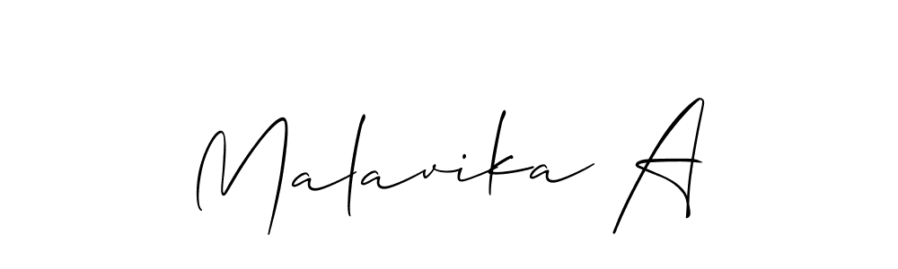 Malavika A stylish signature style. Best Handwritten Sign (Allison_Script) for my name. Handwritten Signature Collection Ideas for my name Malavika A. Malavika A signature style 2 images and pictures png