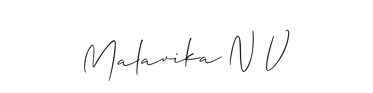 It looks lik you need a new signature style for name Malavika N V. Design unique handwritten (Allison_Script) signature with our free signature maker in just a few clicks. Malavika N V signature style 2 images and pictures png
