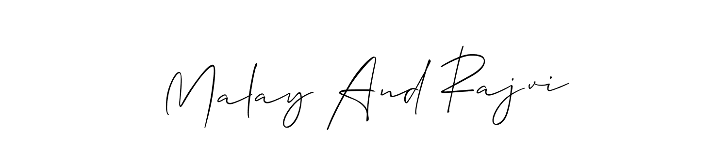 Use a signature maker to create a handwritten signature online. With this signature software, you can design (Allison_Script) your own signature for name Malay And Rajvi. Malay And Rajvi signature style 2 images and pictures png
