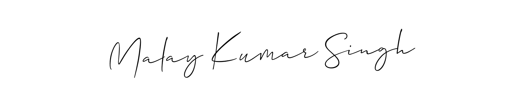 You should practise on your own different ways (Allison_Script) to write your name (Malay Kumar Singh) in signature. don't let someone else do it for you. Malay Kumar Singh signature style 2 images and pictures png
