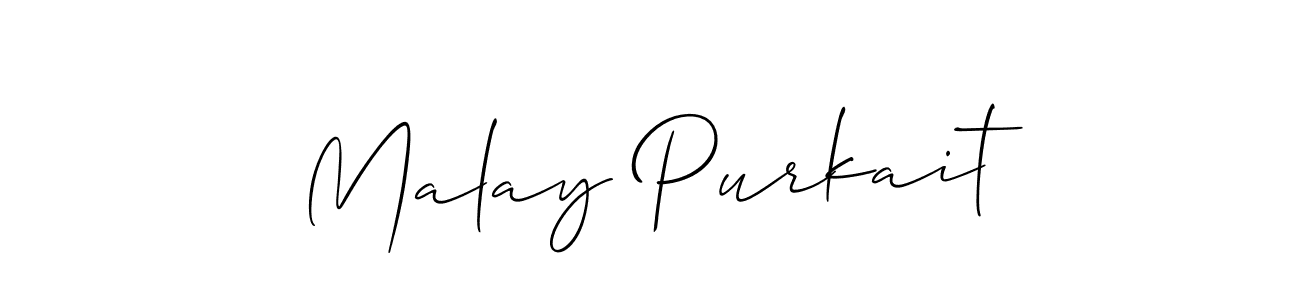 Create a beautiful signature design for name Malay Purkait. With this signature (Allison_Script) fonts, you can make a handwritten signature for free. Malay Purkait signature style 2 images and pictures png
