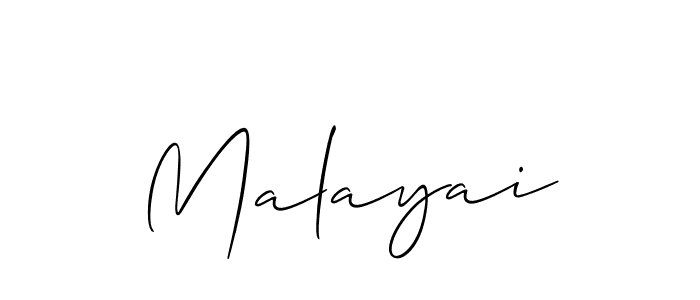 Design your own signature with our free online signature maker. With this signature software, you can create a handwritten (Allison_Script) signature for name Malayai. Malayai signature style 2 images and pictures png