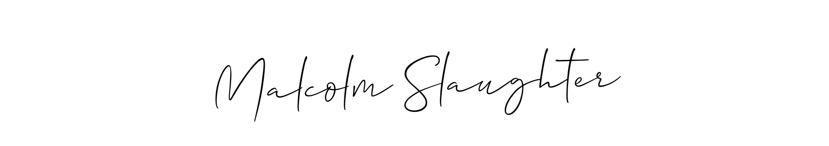 How to make Malcolm Slaughter name signature. Use Allison_Script style for creating short signs online. This is the latest handwritten sign. Malcolm Slaughter signature style 2 images and pictures png