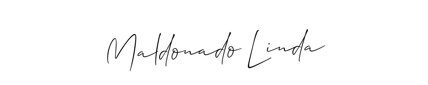 How to make Maldonado Linda name signature. Use Allison_Script style for creating short signs online. This is the latest handwritten sign. Maldonado Linda signature style 2 images and pictures png